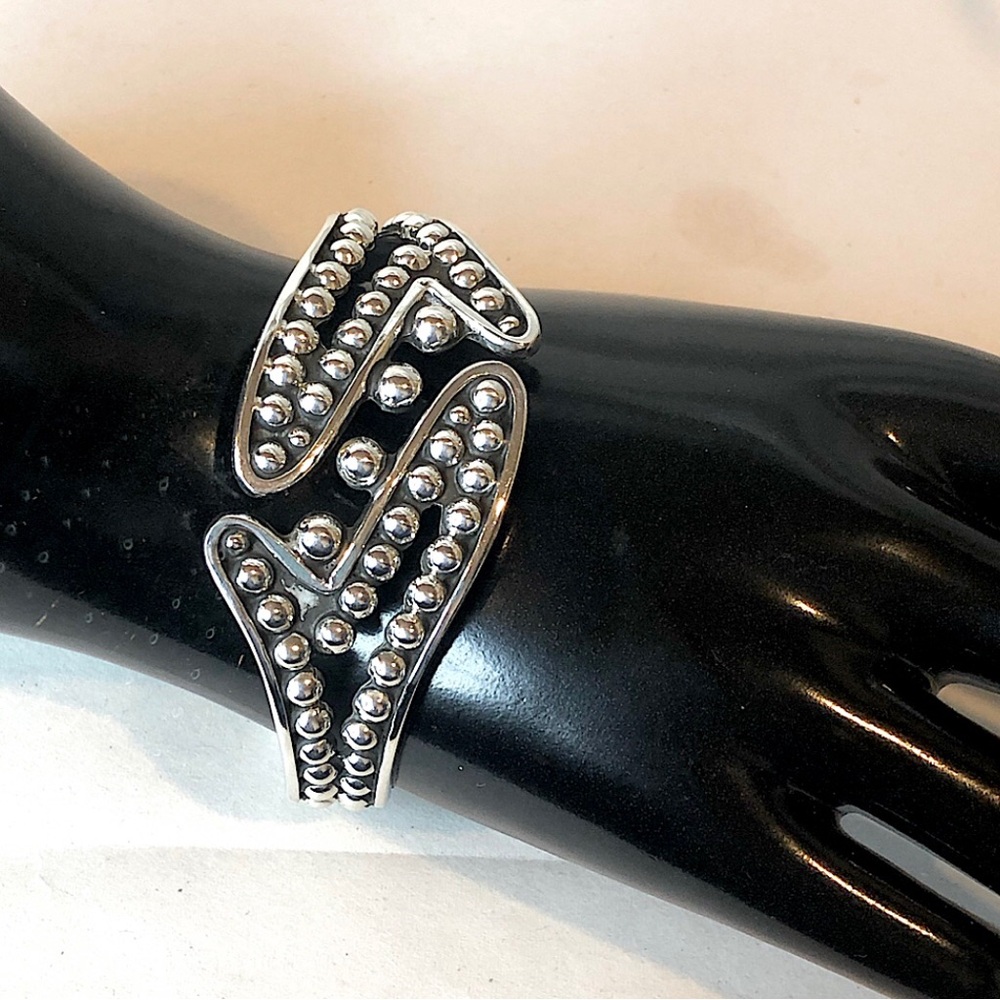 TAXCO Sterling Silver Hinge Bangle Cuff Art Deco Style MINT CONDITION
